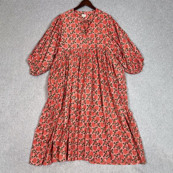 House Of Sundar Saffron Sun Maya Half Sleeve Midi Dress Size XL - Picture 2 of 11